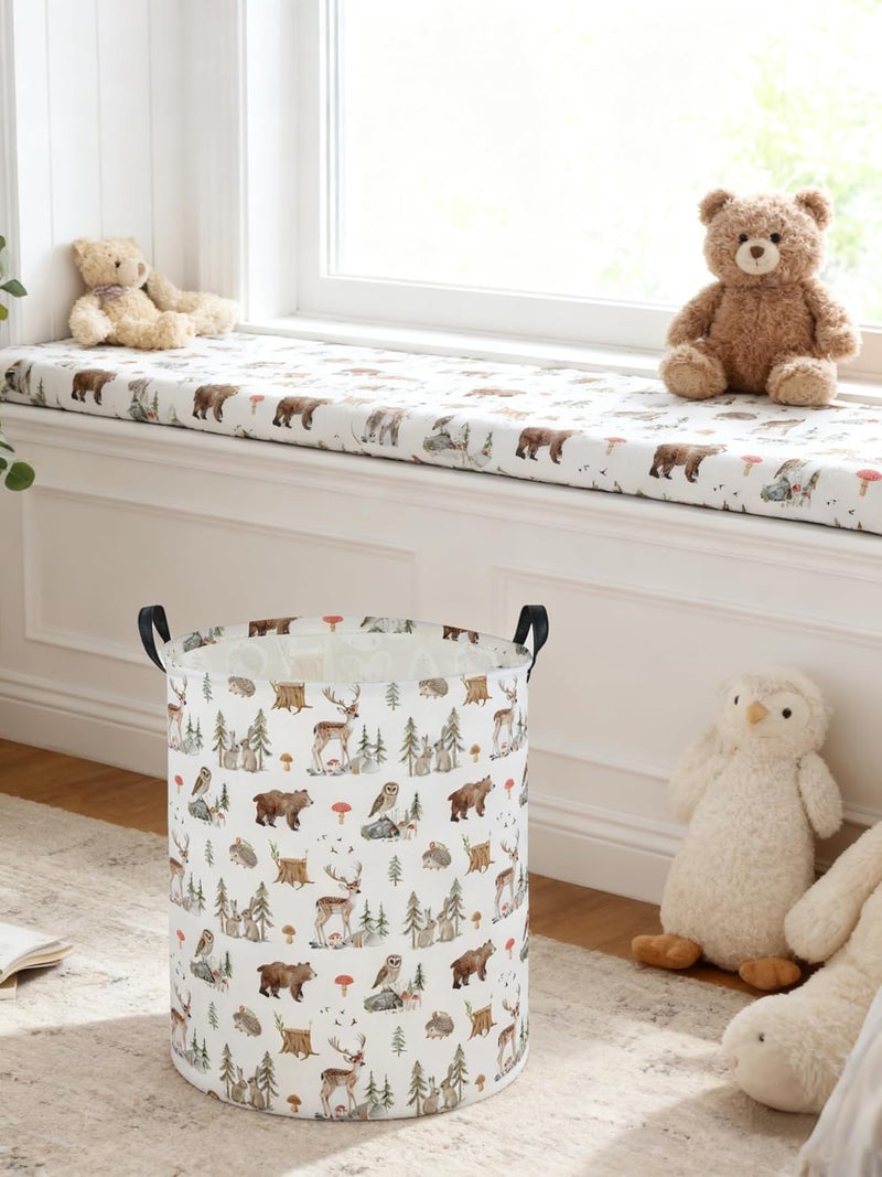 DDBASKET Kids Laundry Basket Animal Hamper for Nursery Woodland Hamper Cute Kids Storage Bin Organizer Room Decor for Home(Woodland animal) - Image 5